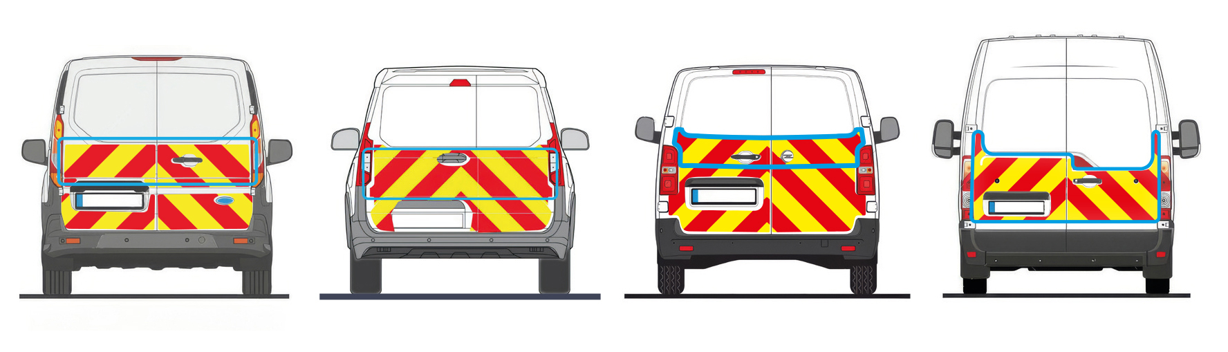 Illustrations of different van types with chevrons fitted.